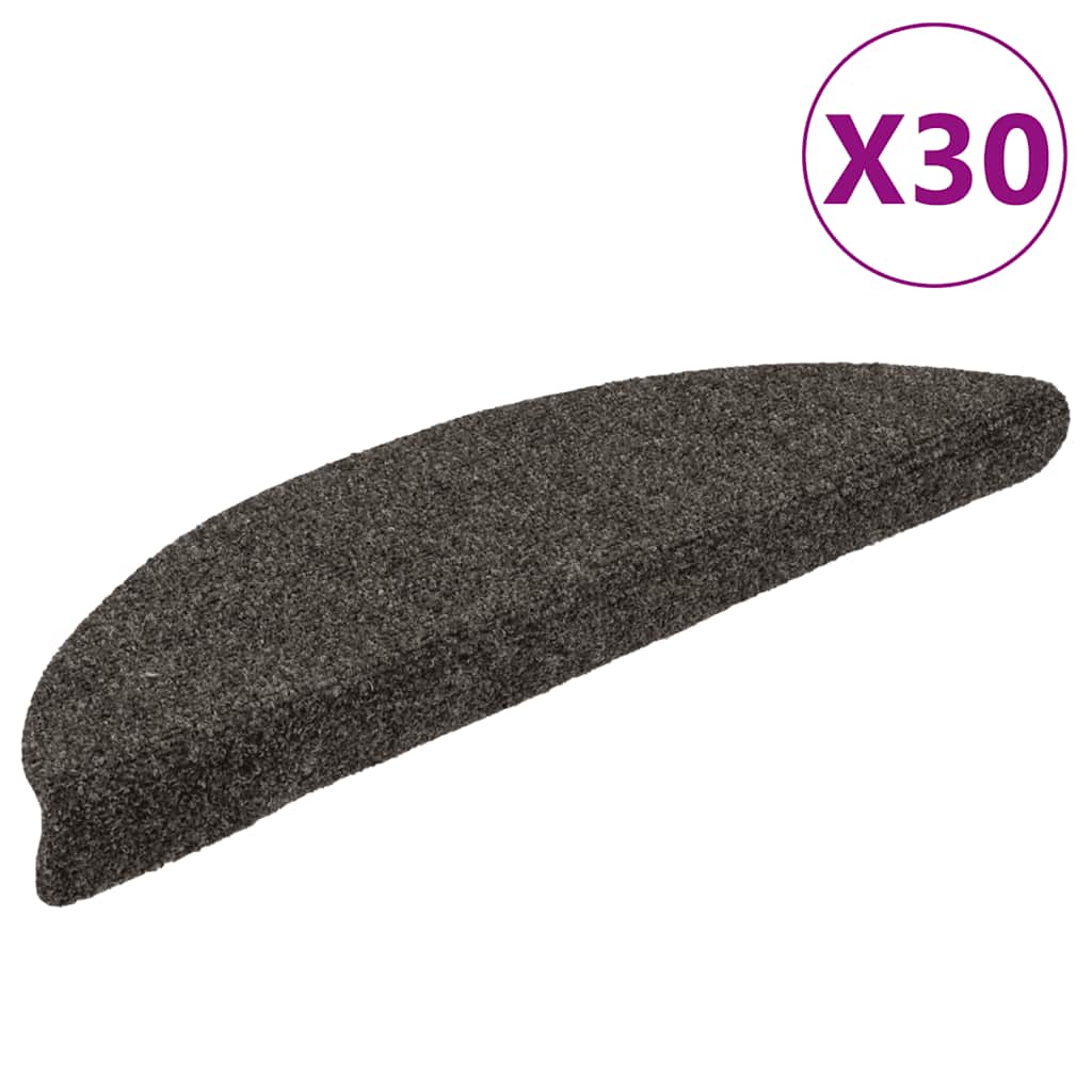 Tapetes de escada autoadesivos 30 peças 56x17x3 cm antracite meia-lua