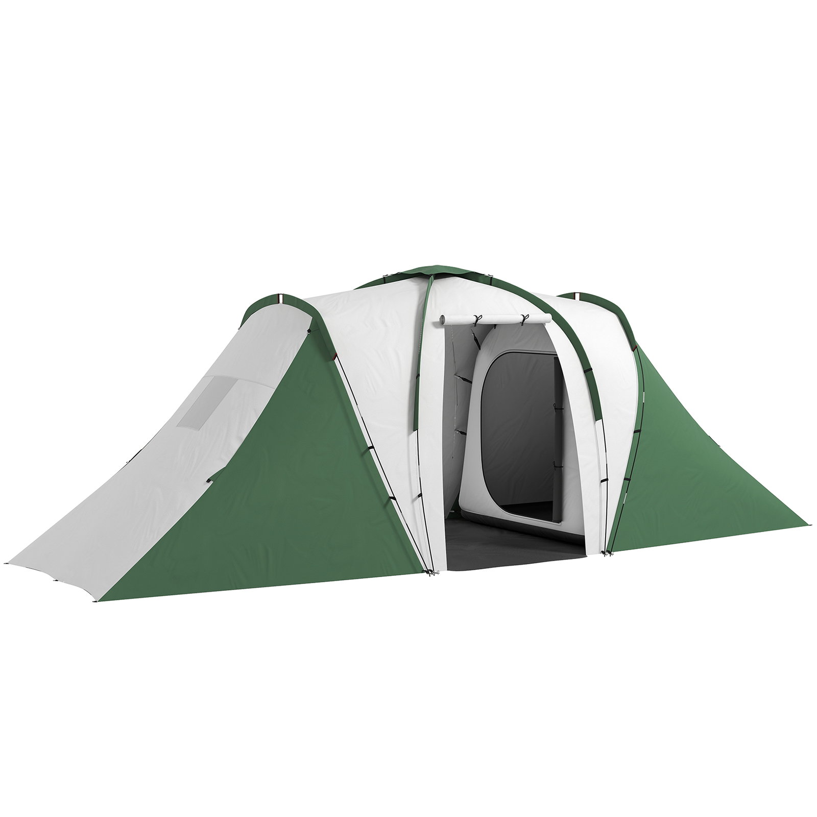 Tenda de campismo familiar para 4-6 pessoas com 2 dormitórios impermeável 3000 mm com bolsa 555x225x190 cm cinza e verde