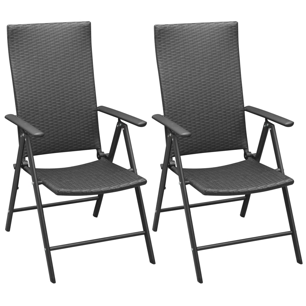 Cadeiras de jardim empilháveis 2 pcs vime PE preto