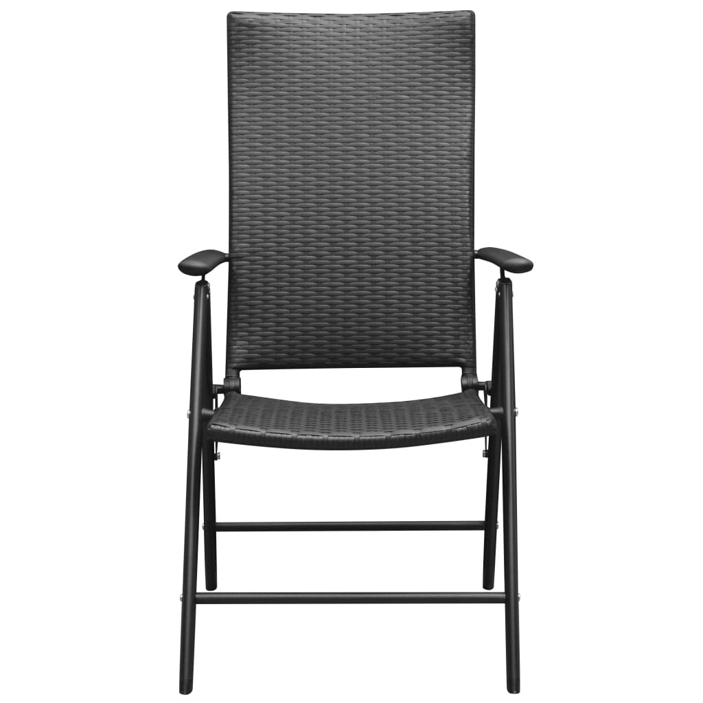 Cadeiras de jardim empilháveis 2 pcs vime PE preto