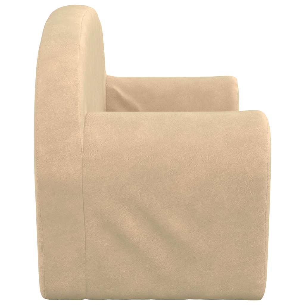 Sofá infantil 2 lugares peluche macio creme