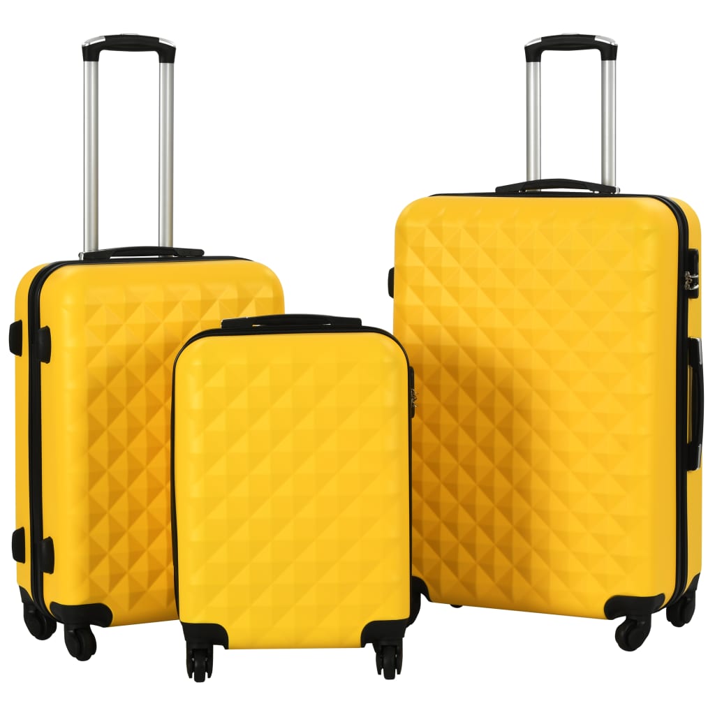 Conjunto de tróleis estojo rígido 3 pcs ABS amarelo