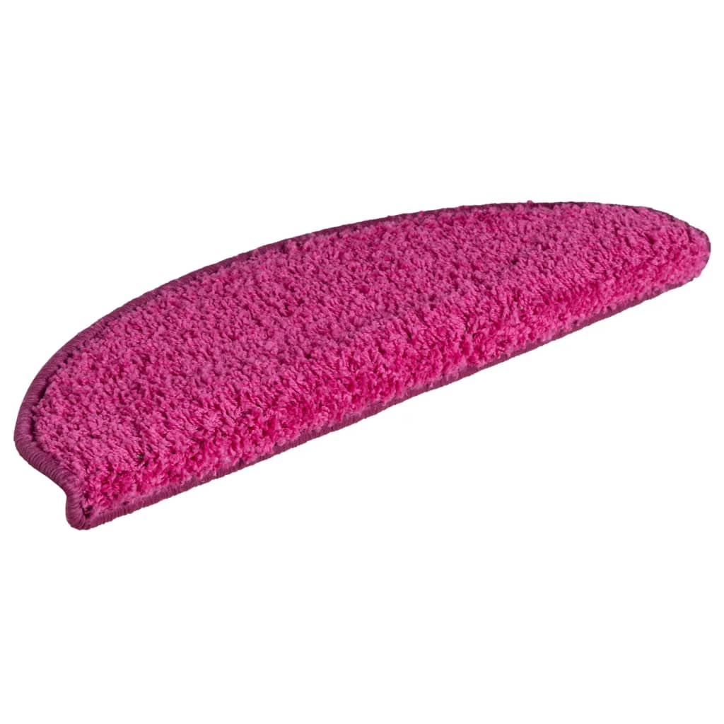 Tapetes de escada 15 peças 65x21x4 cm rosa semicircular grande