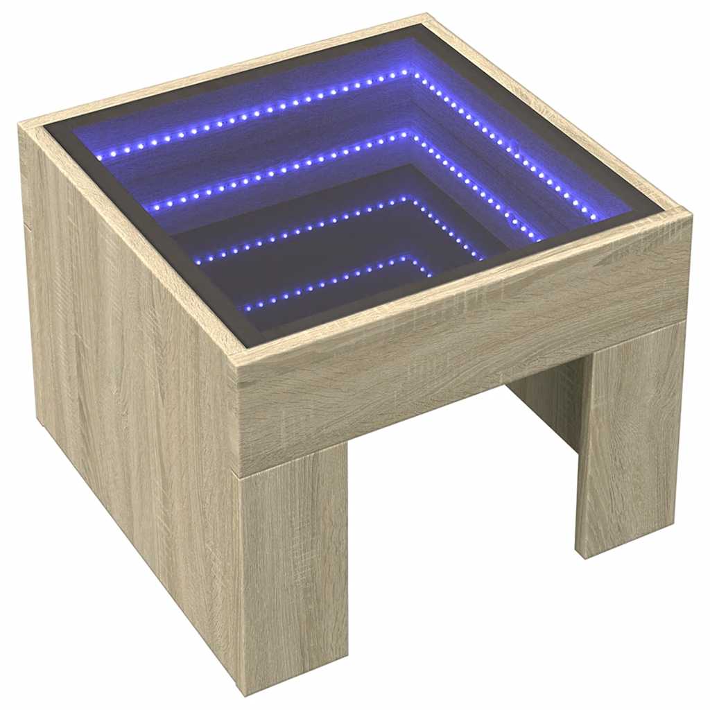 Mesa de centro luzes LED infinity 40x40x30 cm carvalho sonoma