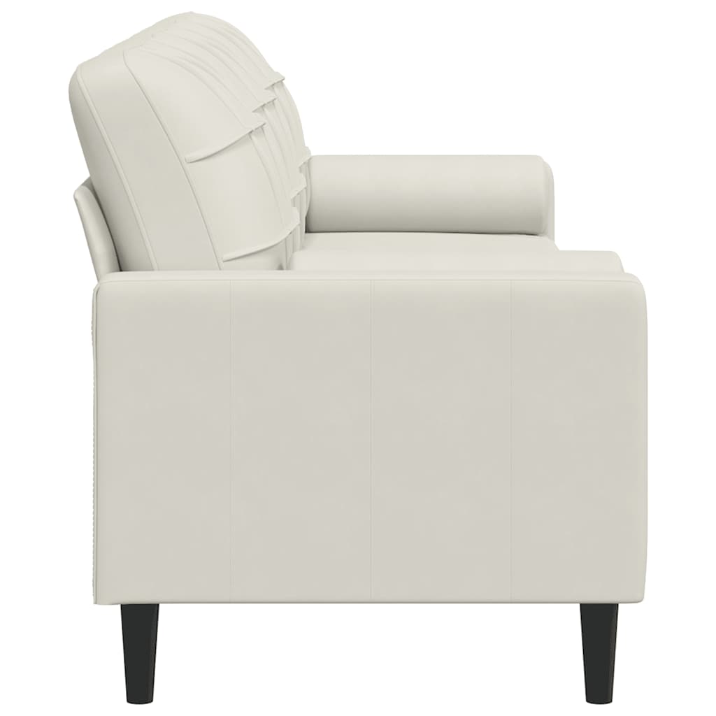 Sofá 3 lugares c/ almofadas decorativas 210 cm veludo creme