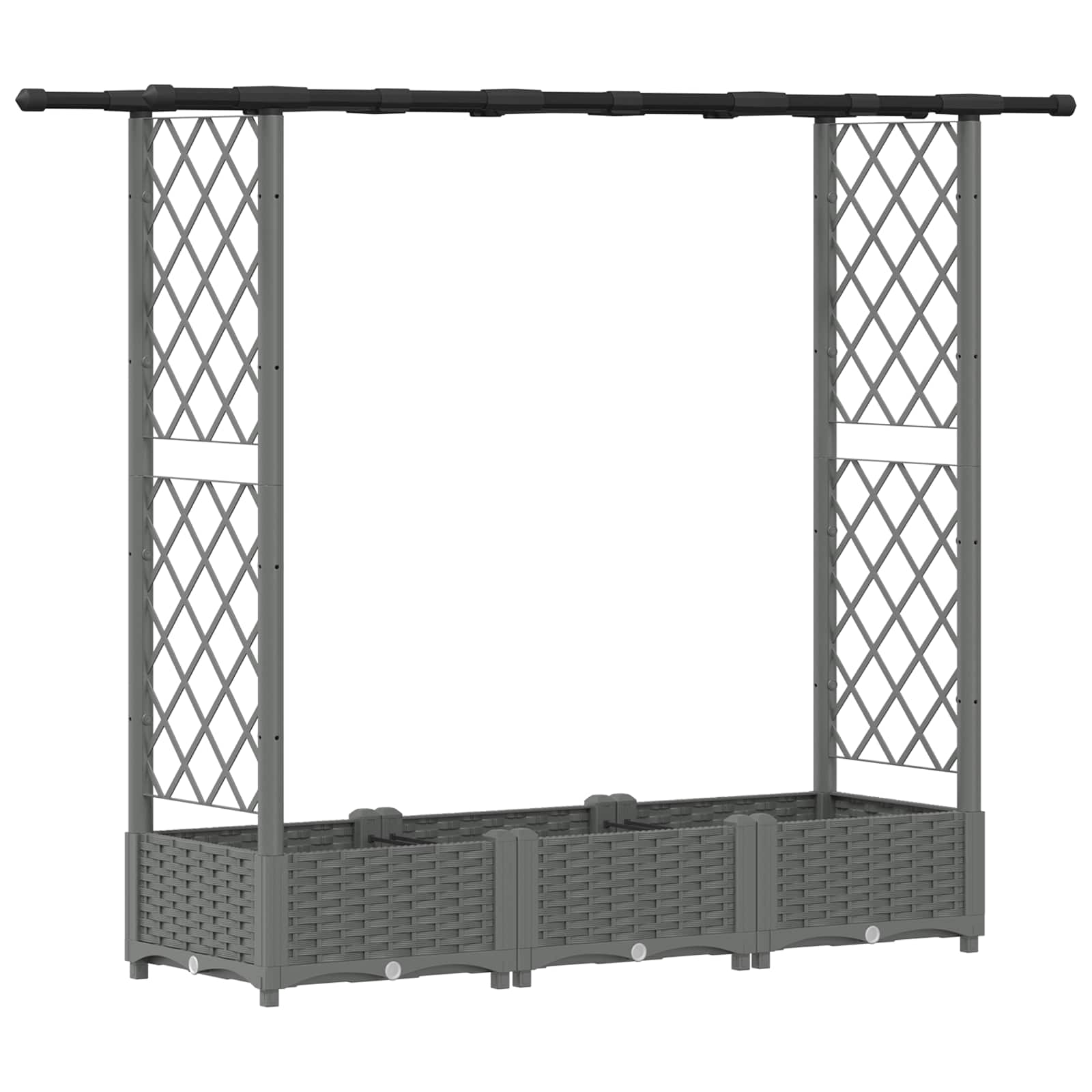 Cama elevada com treliça e telhado cinzento-claro PP
