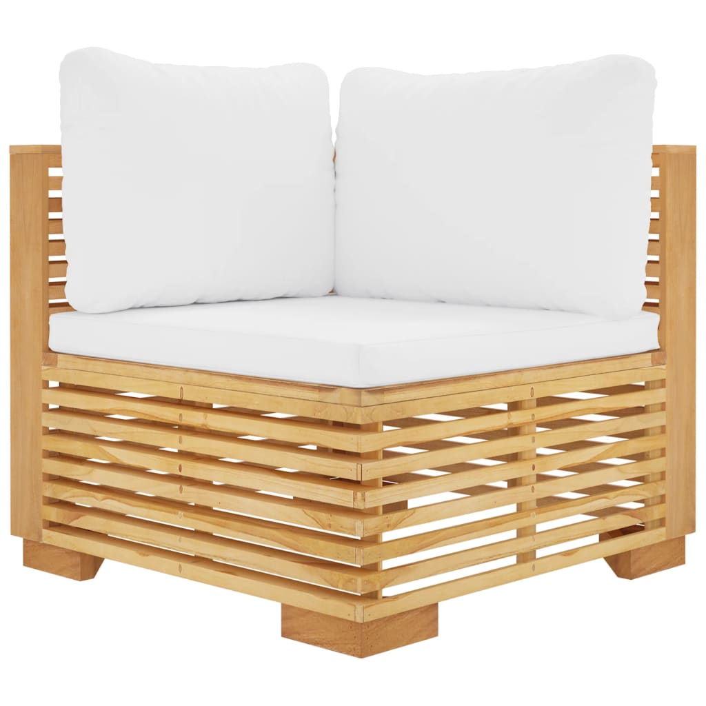 5 Pcs conjunto lounge jardim c/ almofadões madeira teca maciça