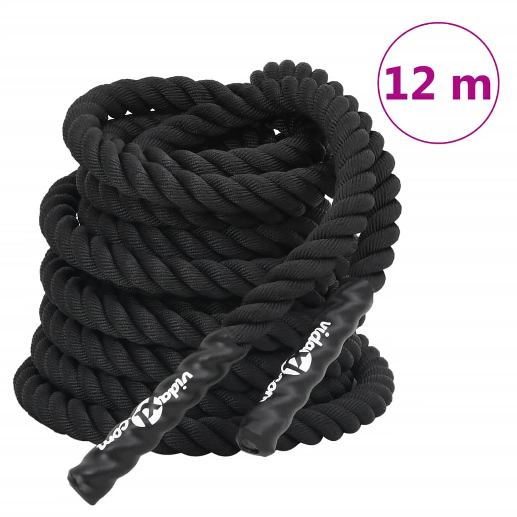 Corda de batalha preta 12 m 9 kg poliéster