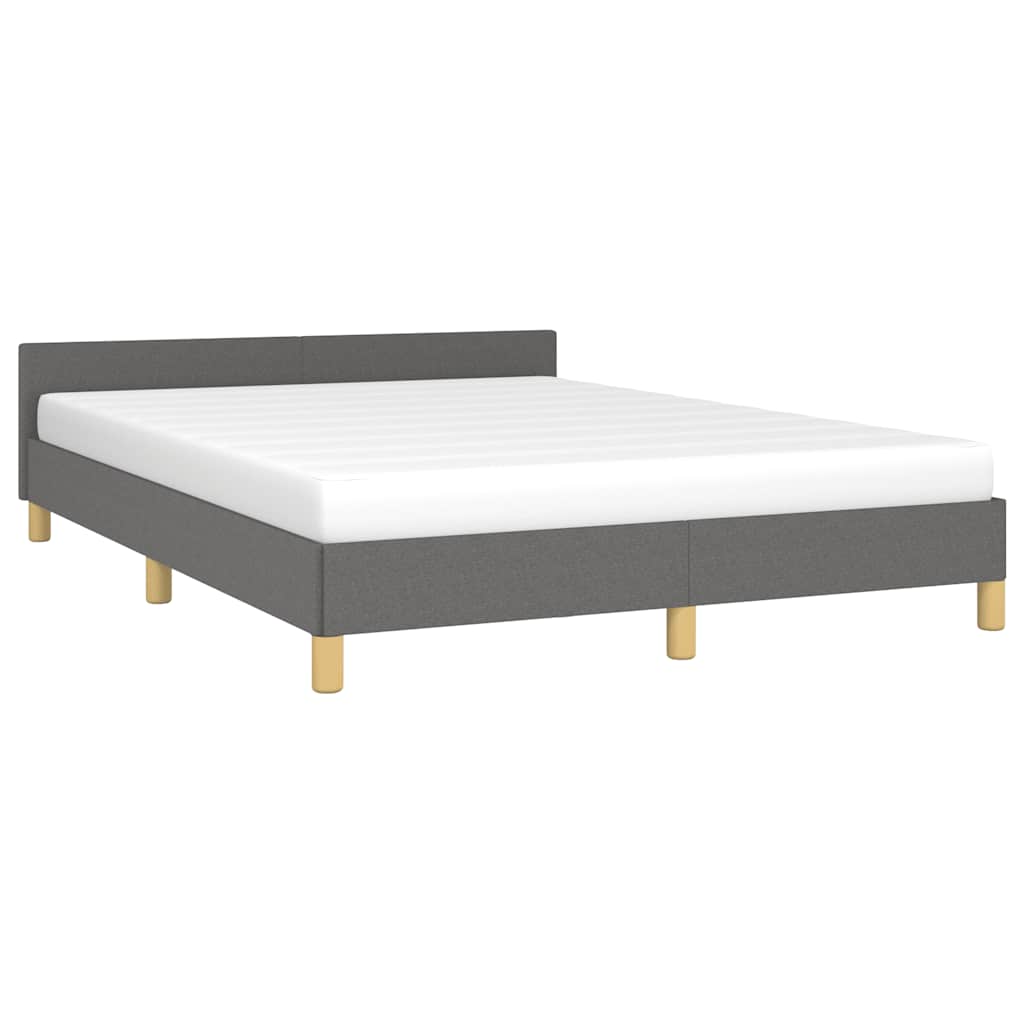 Estrutura de cama sem colchão 140x190 cm tecido cinzento-escuro