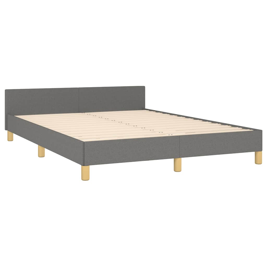 Estrutura de cama sem colchão 140x190 cm tecido cinzento-escuro