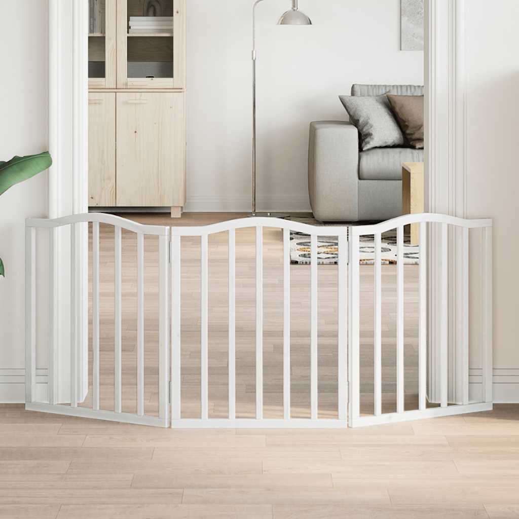 Portão para cães dobrável 3 painéis 150 cm álamo branco