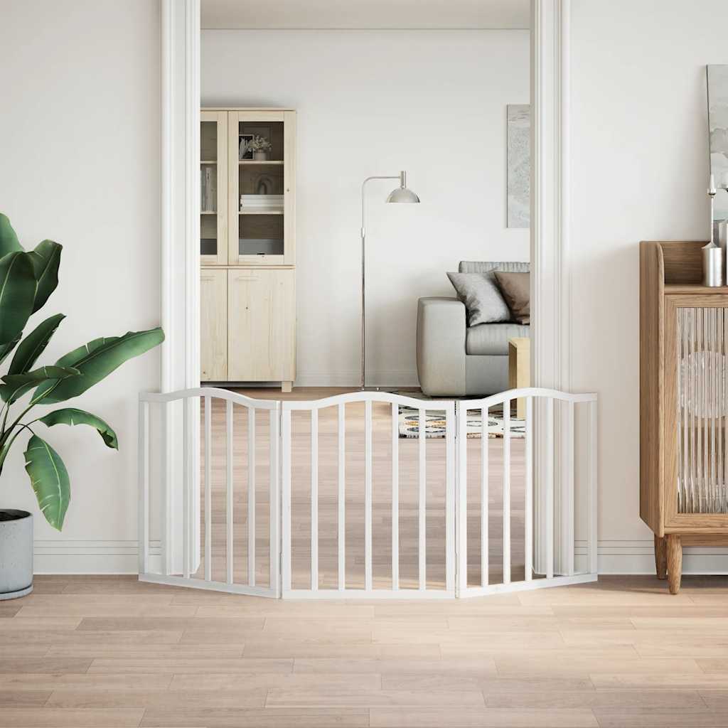 Portão para cães dobrável 3 painéis 150 cm álamo branco