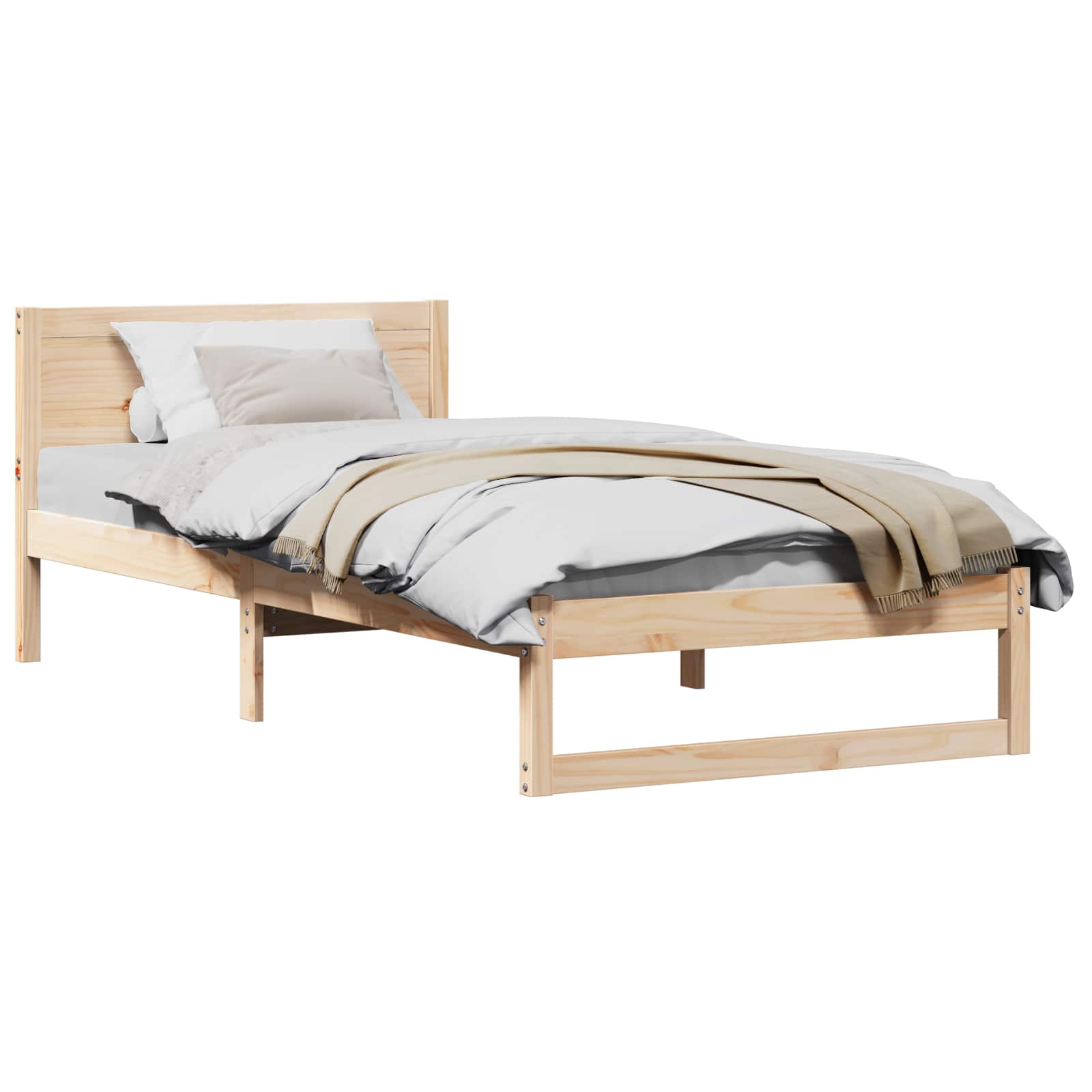 Estrutura da cama com cabeceira natural 100 x 200 cm