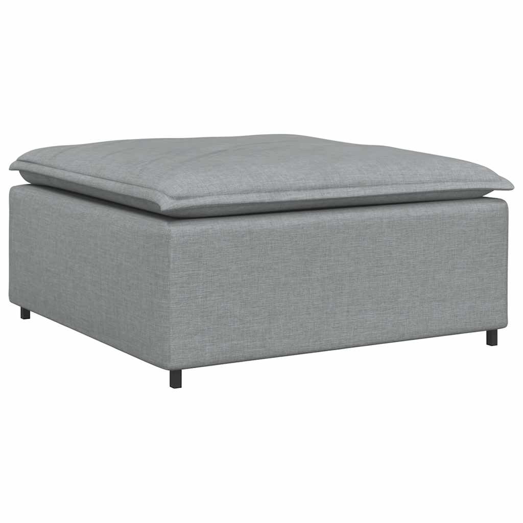 Sofá modular com pufes e almofadas cinzento-claro