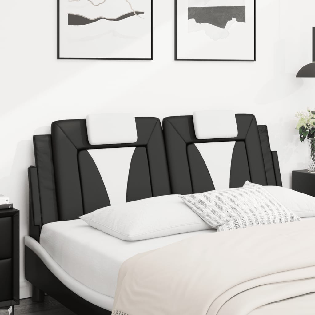 Almofadão de cabeceira viana 152 cm couro artificial preto e branco