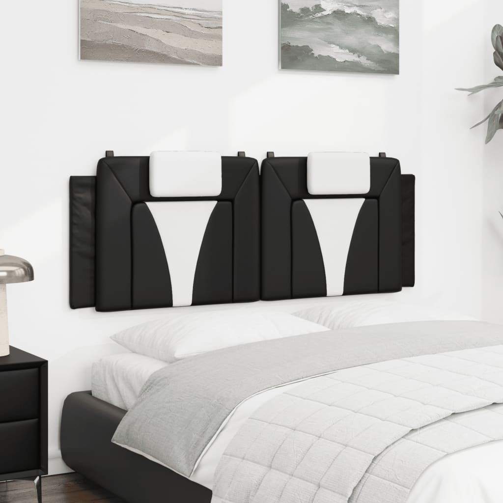 Almofadão de cabeceira viana 152 cm couro artificial preto e branco
