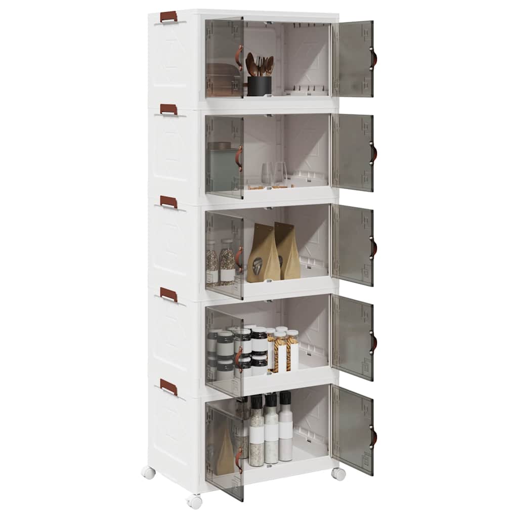 Caixa arrumação empilhável com rodas 5 níveis 75 l 64x40x179 cm