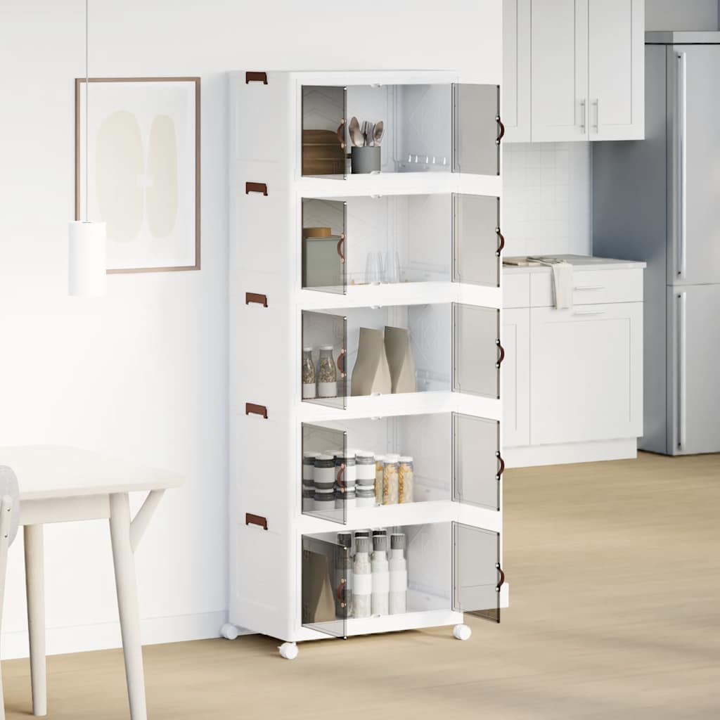 Caixa arrumação empilhável com rodas 5 níveis 75 l 64x40x179 cm