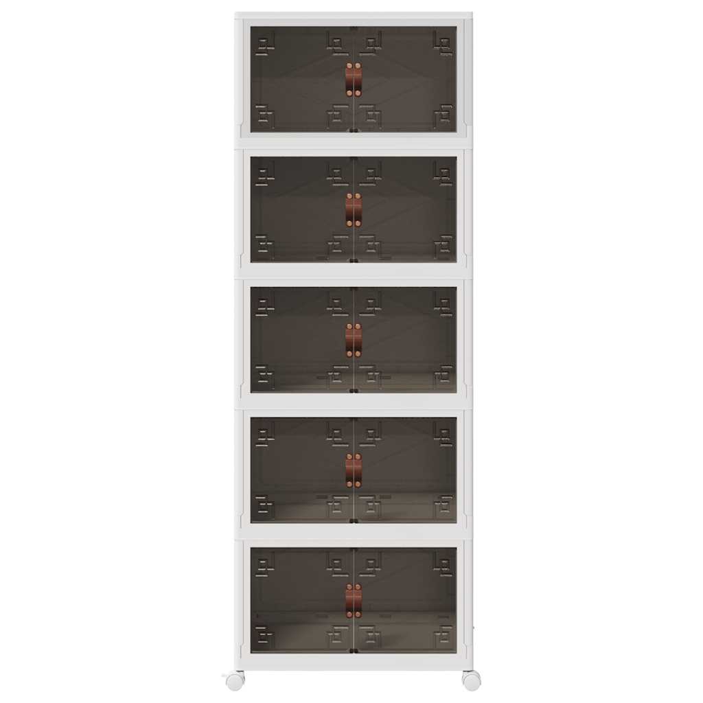 Caixa arrumação empilhável com rodas 5 níveis 75 l 64x40x179 cm