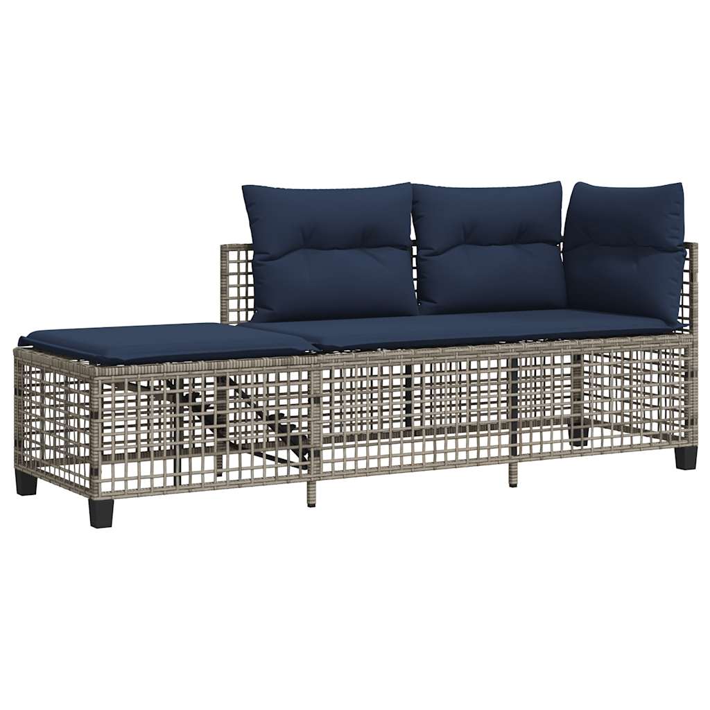 Conjunto de sofá de canto para jardim de 3 peças com almofadas em rattan sintético cinza
