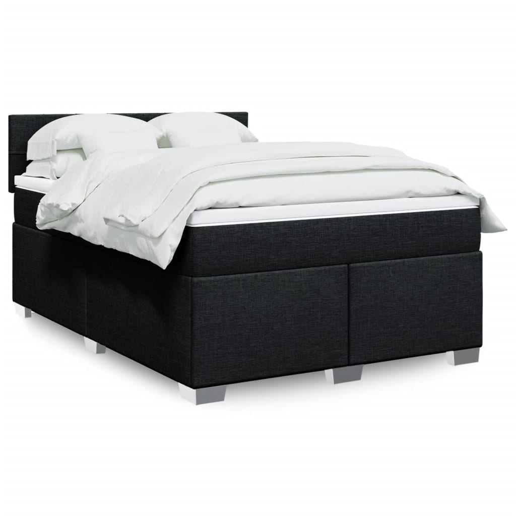 Cama com molas/colchão 140x190 cm tecido preto