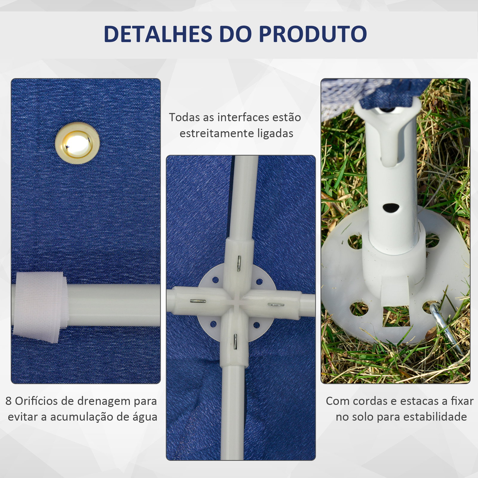 Tenda de jardim 3x3m tenda com 4 partes laterais rede mosquiteira com zíper proteção UV para patio azul
