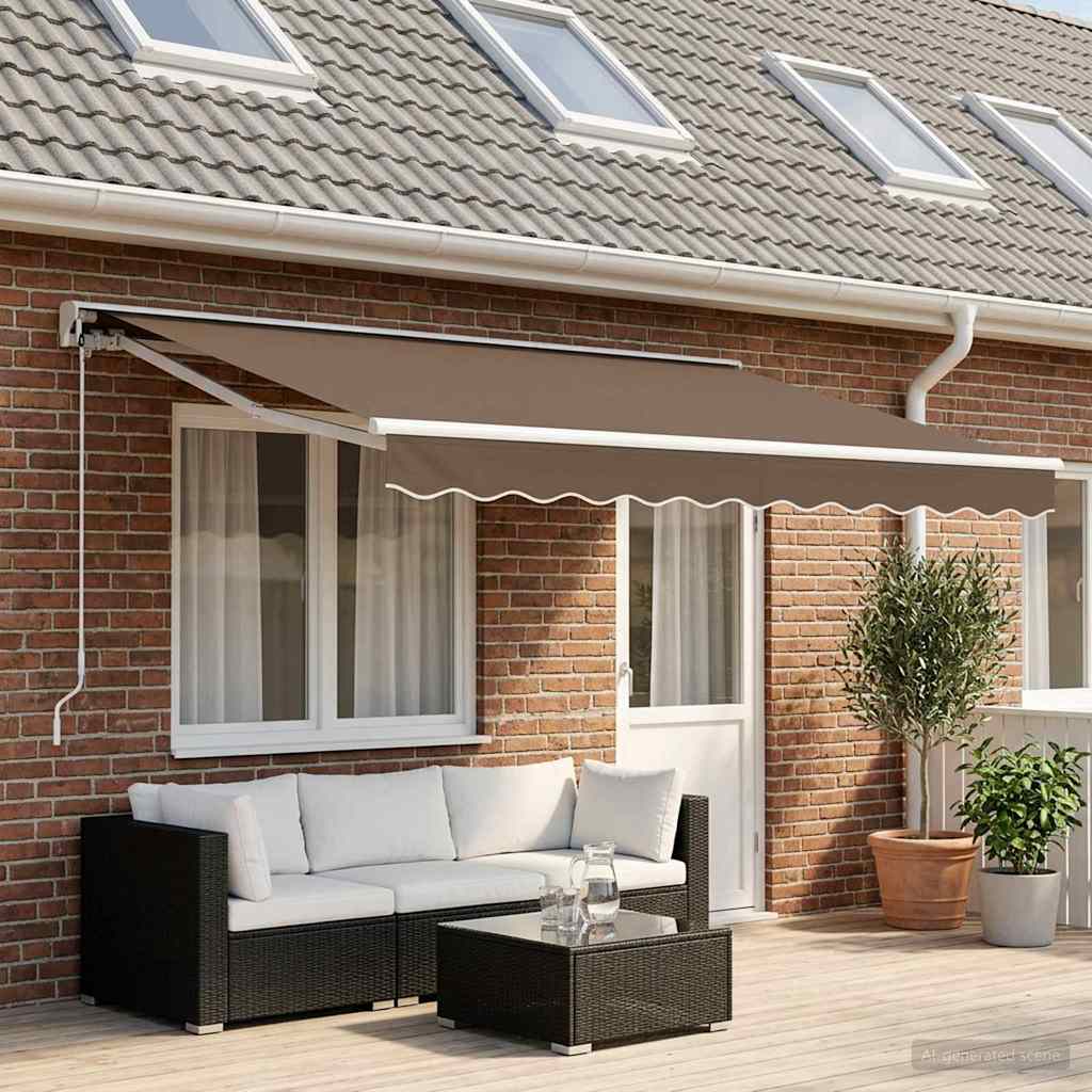 Toldo retrátil elétrico cinzento-acastanhado 4 × 3 m