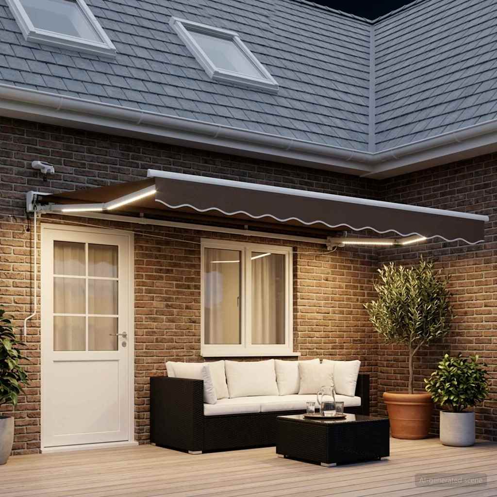 Toldo retrátil elétrico cinzento-acastanhado 4 × 3 m