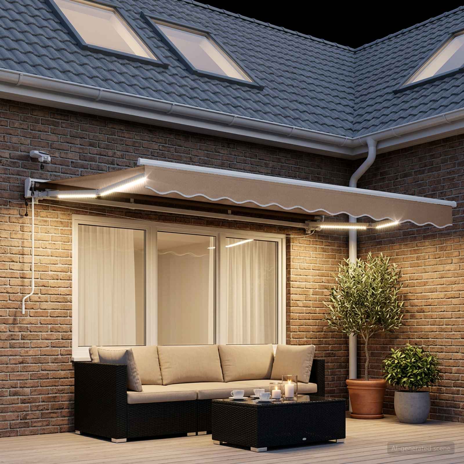 Toldo retrátil elétrico cinzento-acastanhado 4 × 3 m