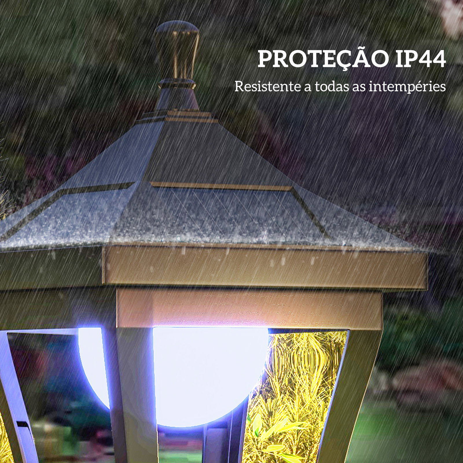Candeeiro solar de jardim candeeiro com painel solar liga e desliga automaticamente para exterior pátio 15x15x127 cm preto