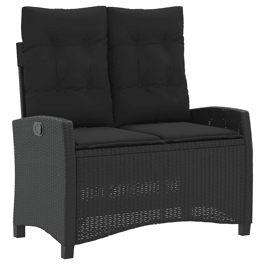 2 Pcs conjunto de jantar p/ jardim c/ almofadões vime PE preto