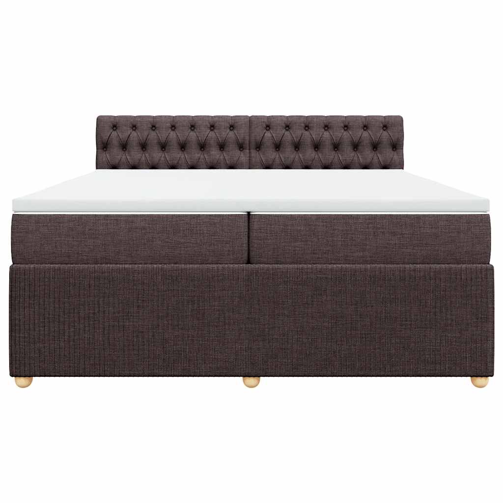 Cama com molas/colchão 200x200 cm tecido castanho-escuro