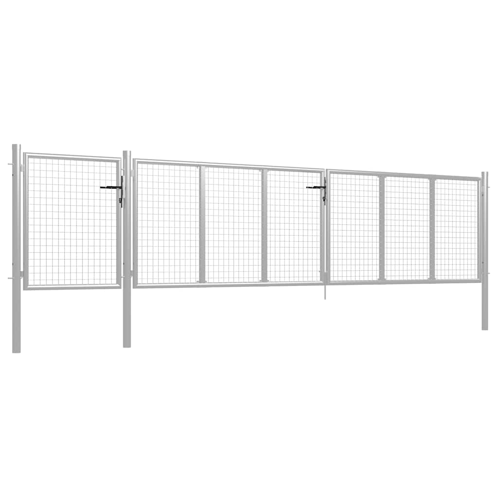 Portão de jardim em aço 500x100 cm prata