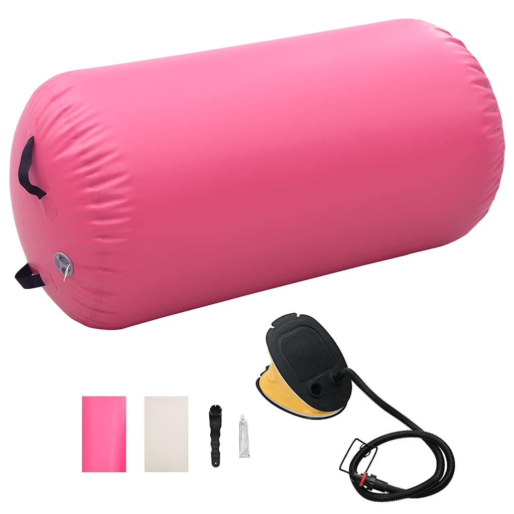 Rolo de ginástica/yoga insuflável com bomba 120x75 cm PVC rosa