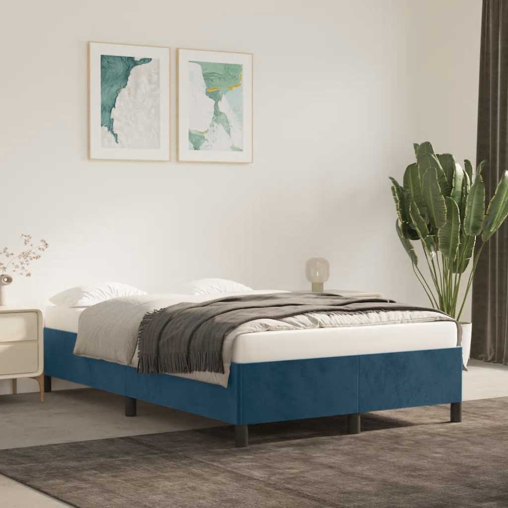 Estrutura de cama sem colchão 120x200 cm veludo azul