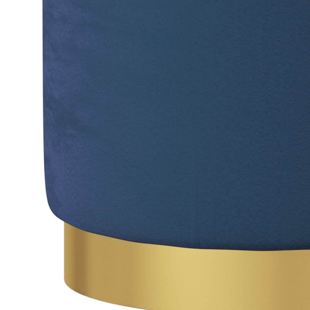 Banqueta com arrumação redonda veludo 31 x 37 cm azul