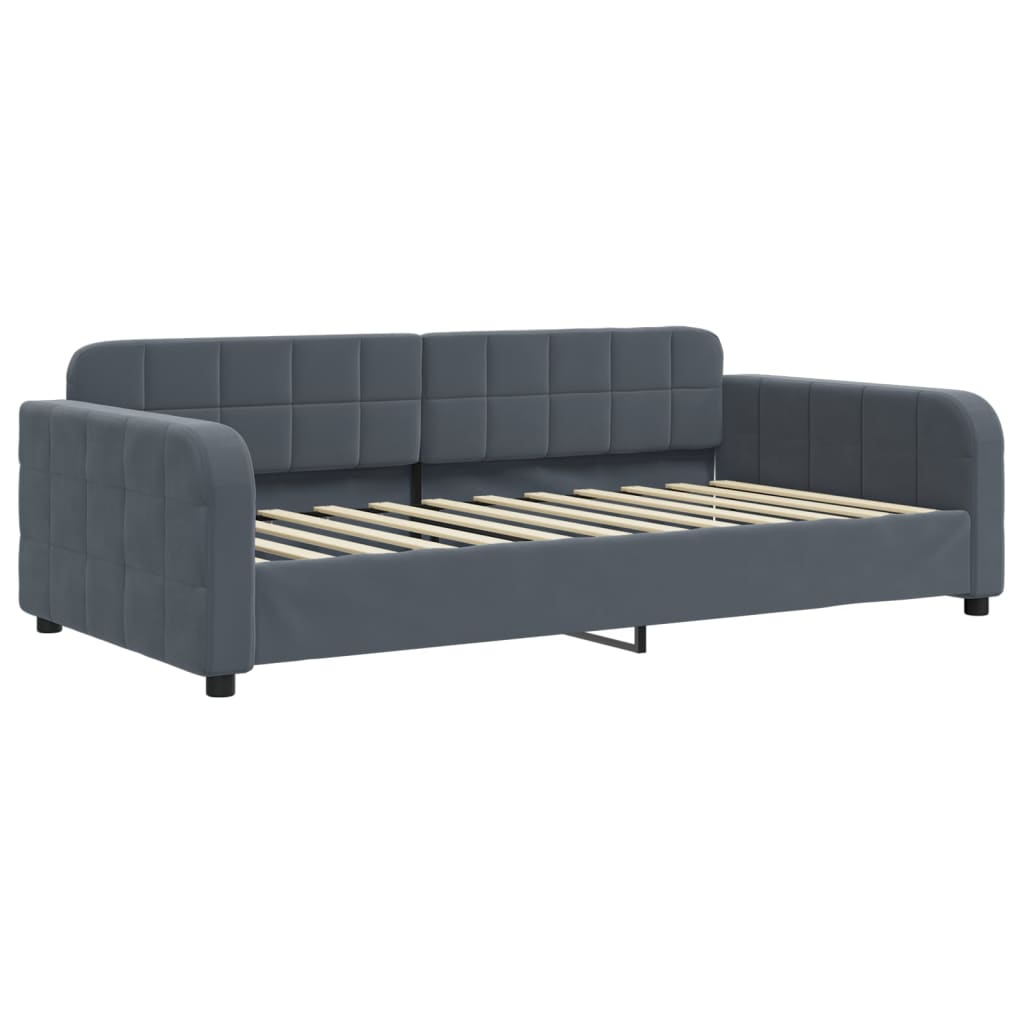 Sofá-cama com colchão 100x200 cm veludo cinzento-escuro