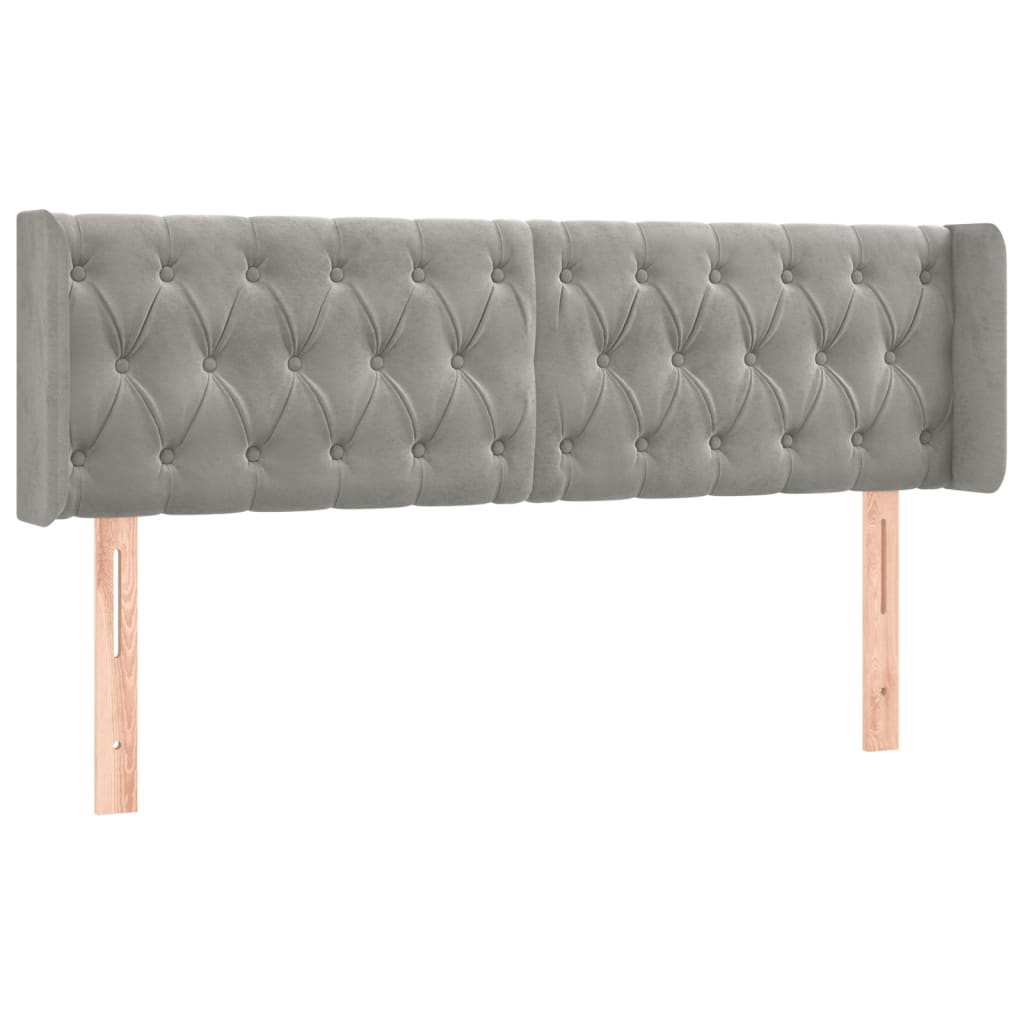 Cabeceira cama c/ luzes LED veludo 163x16x78/88 cm cinza-claro