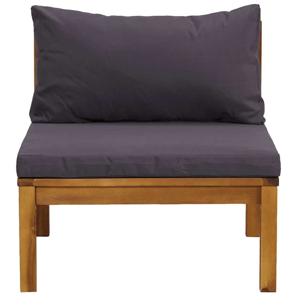 Conj. sofás de jardim 2 pcs c/ almofadões cinza-escuro acácia