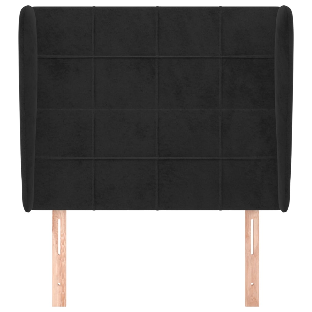 Cabeceira de cama c/ abas veludo 93x23x118/128 cm preto