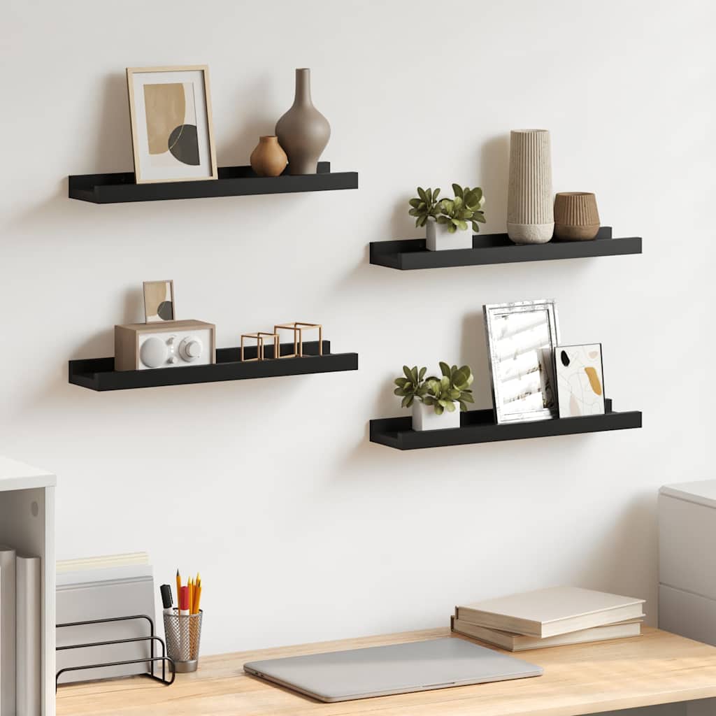 Prateleiras de parede 4 pcs 40x9x3 cm preto