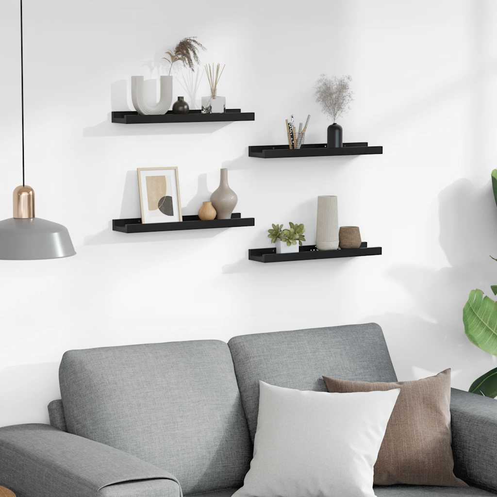 Prateleiras de parede 4 pcs 40x9x3 cm preto