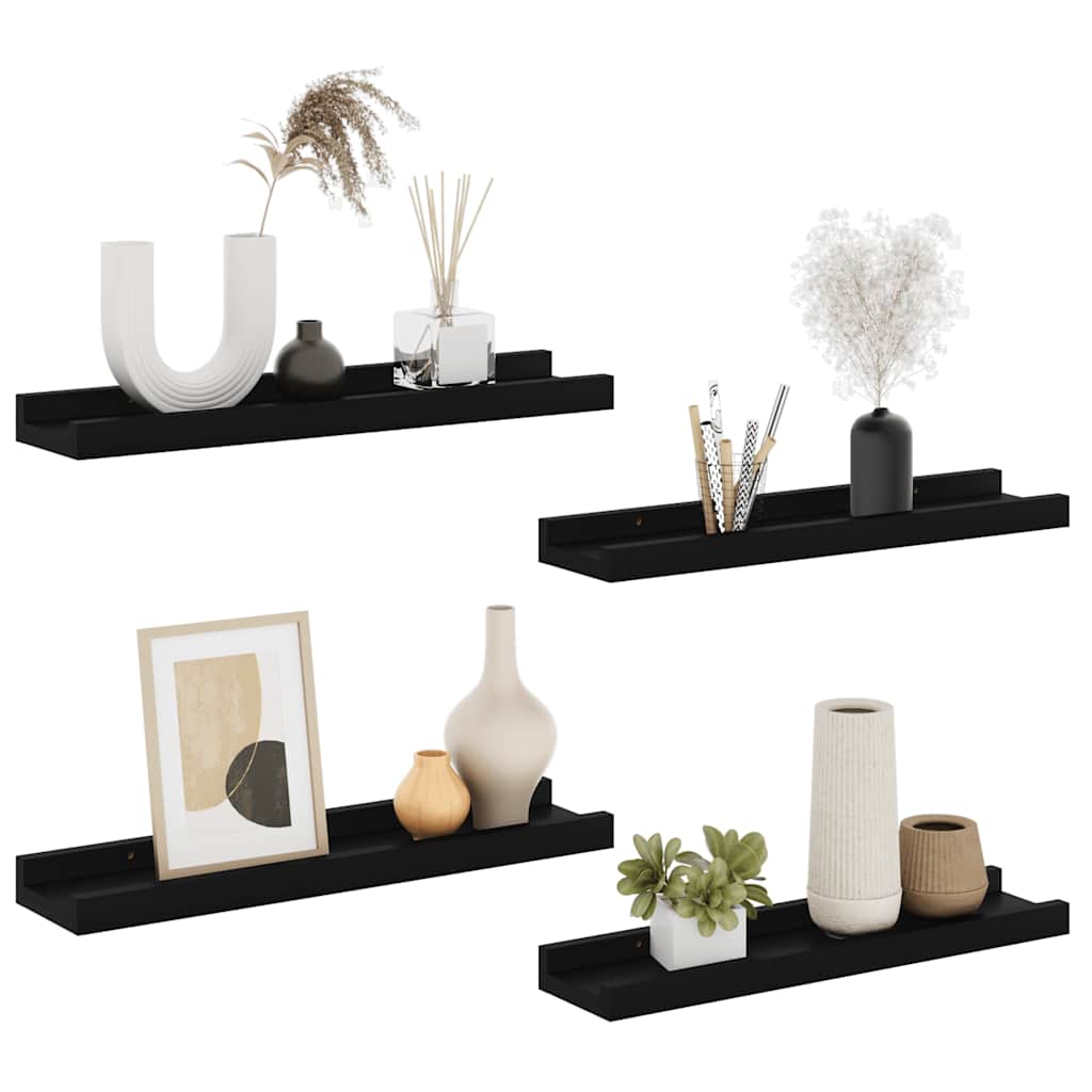 Prateleiras de parede 4 pcs 40x9x3 cm preto