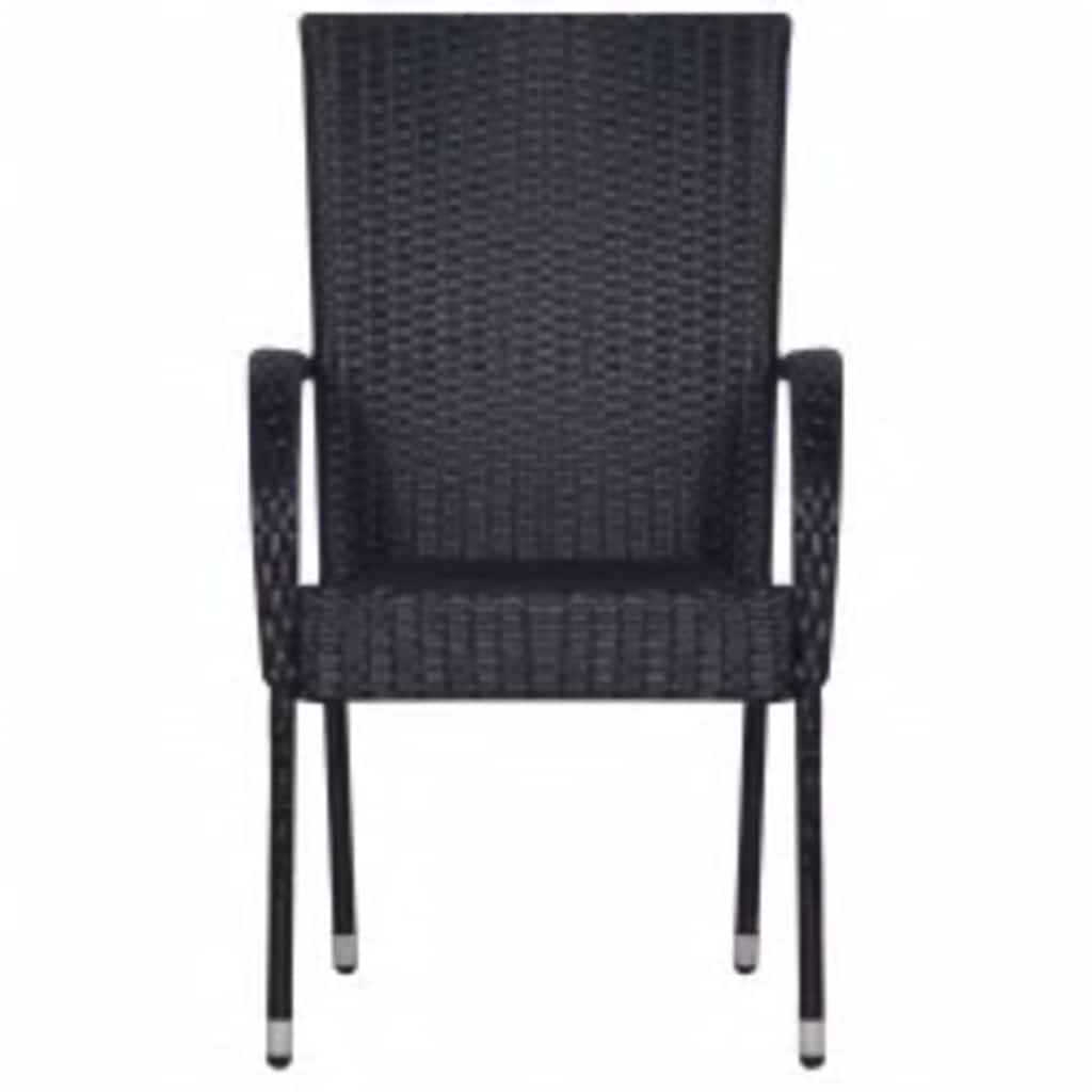 3 Pcs conjunto de jantar para jardim preto