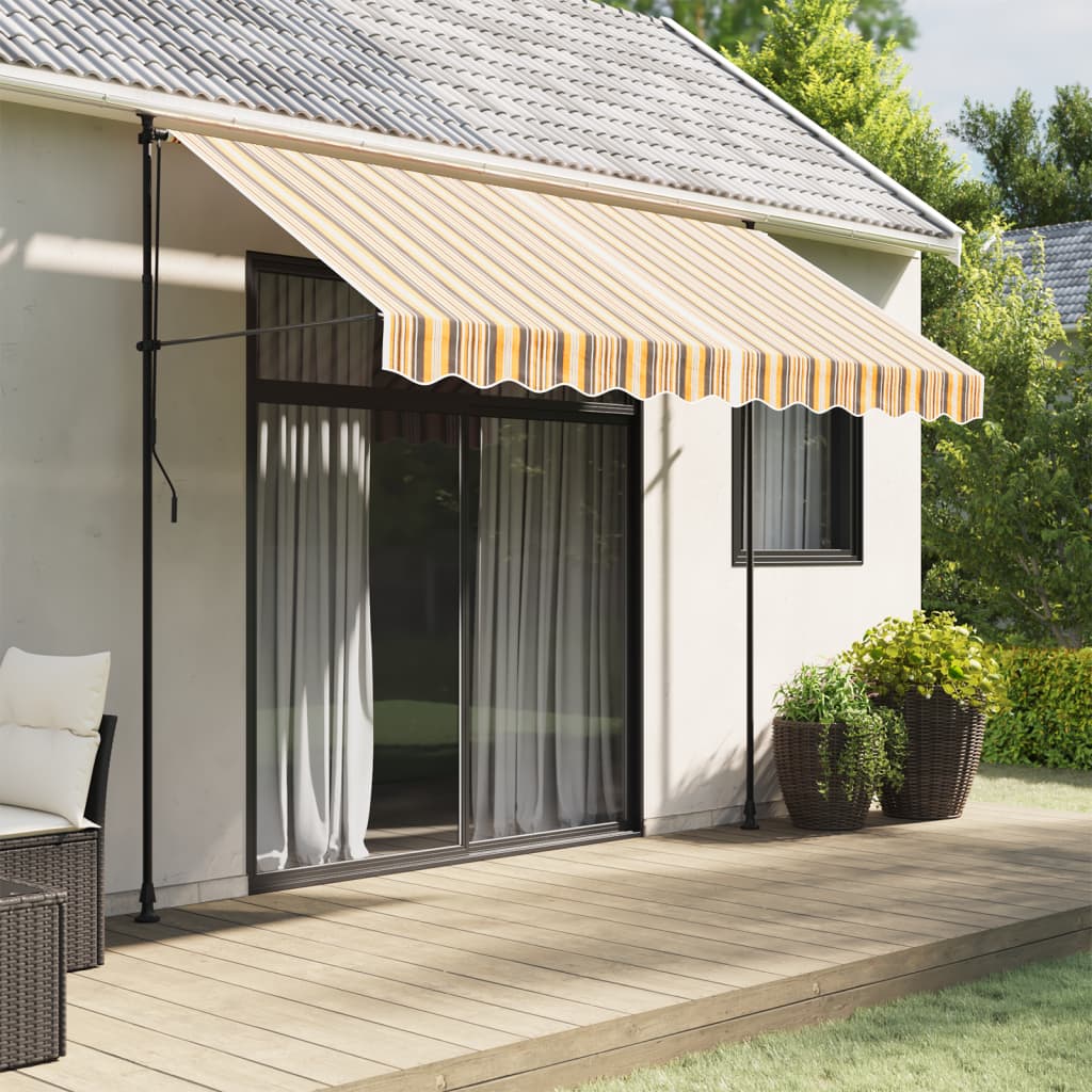 Tecido de substituição para sanefa de toldo 300 cm riscas amarelo/cinzento