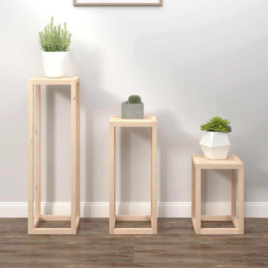3 Pcs conjunto de suporte plantas pinho maciço