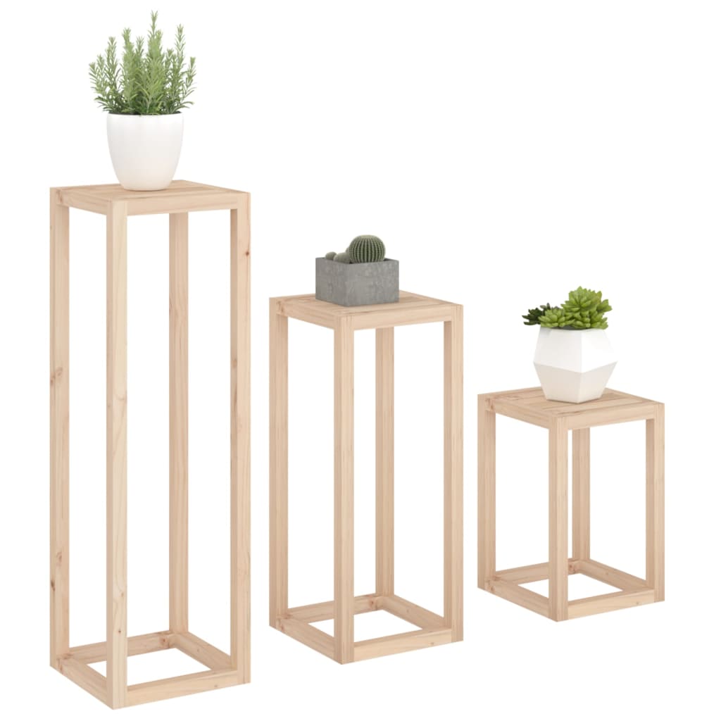 3 Pcs conjunto de suporte plantas pinho maciço