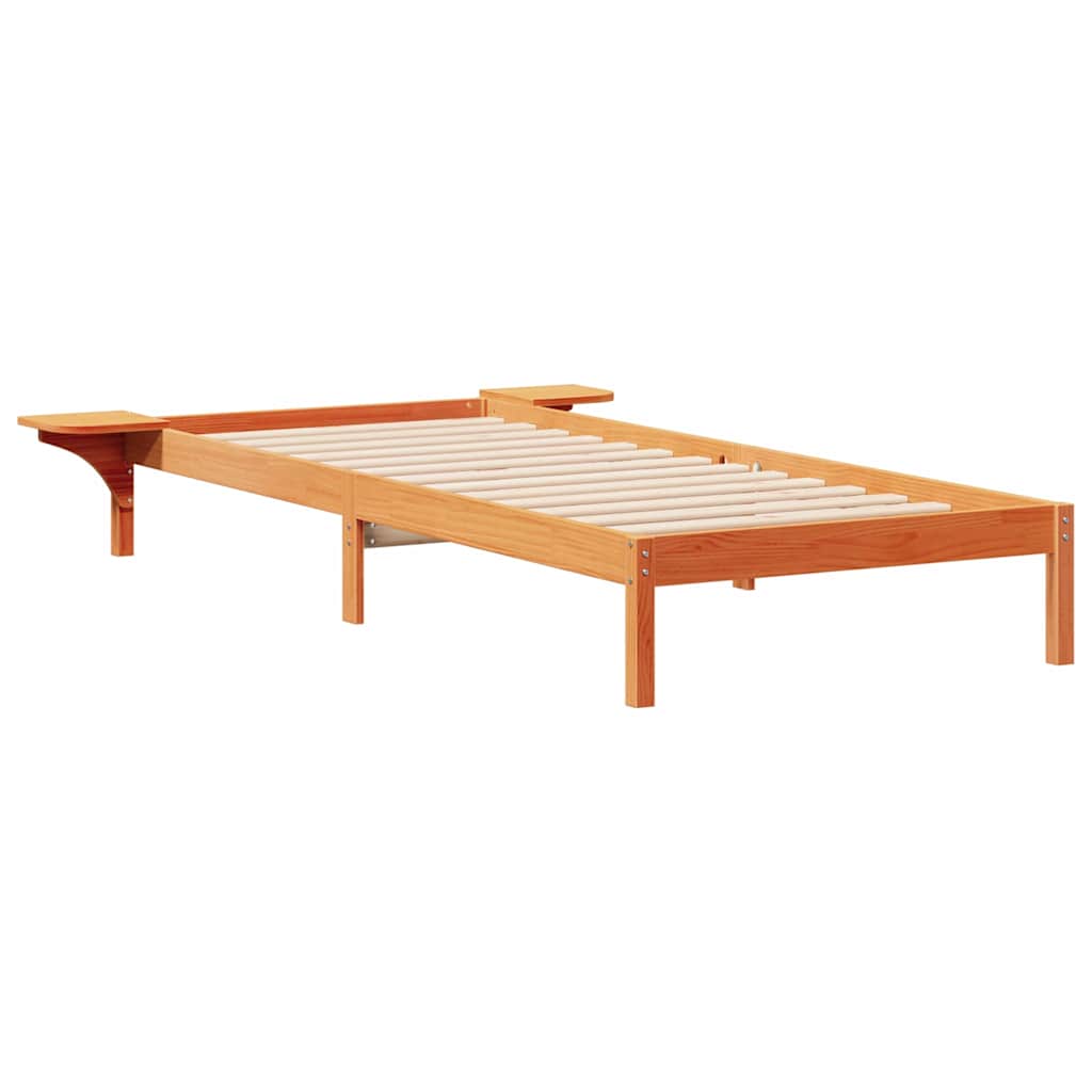 Cama com mesas laterais marrom cera 100 x 220 cm