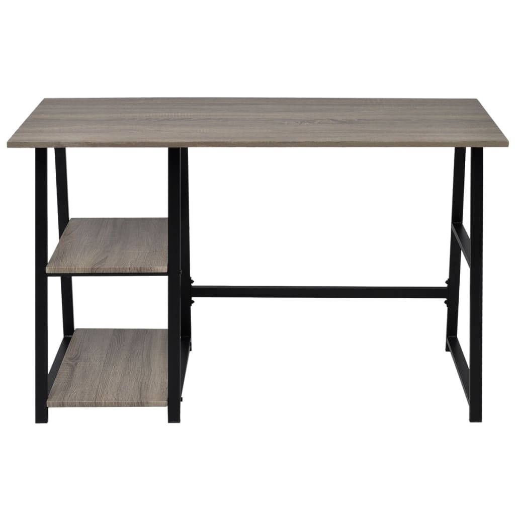 Mesa com 2 prateleiras cinzento e carvalho