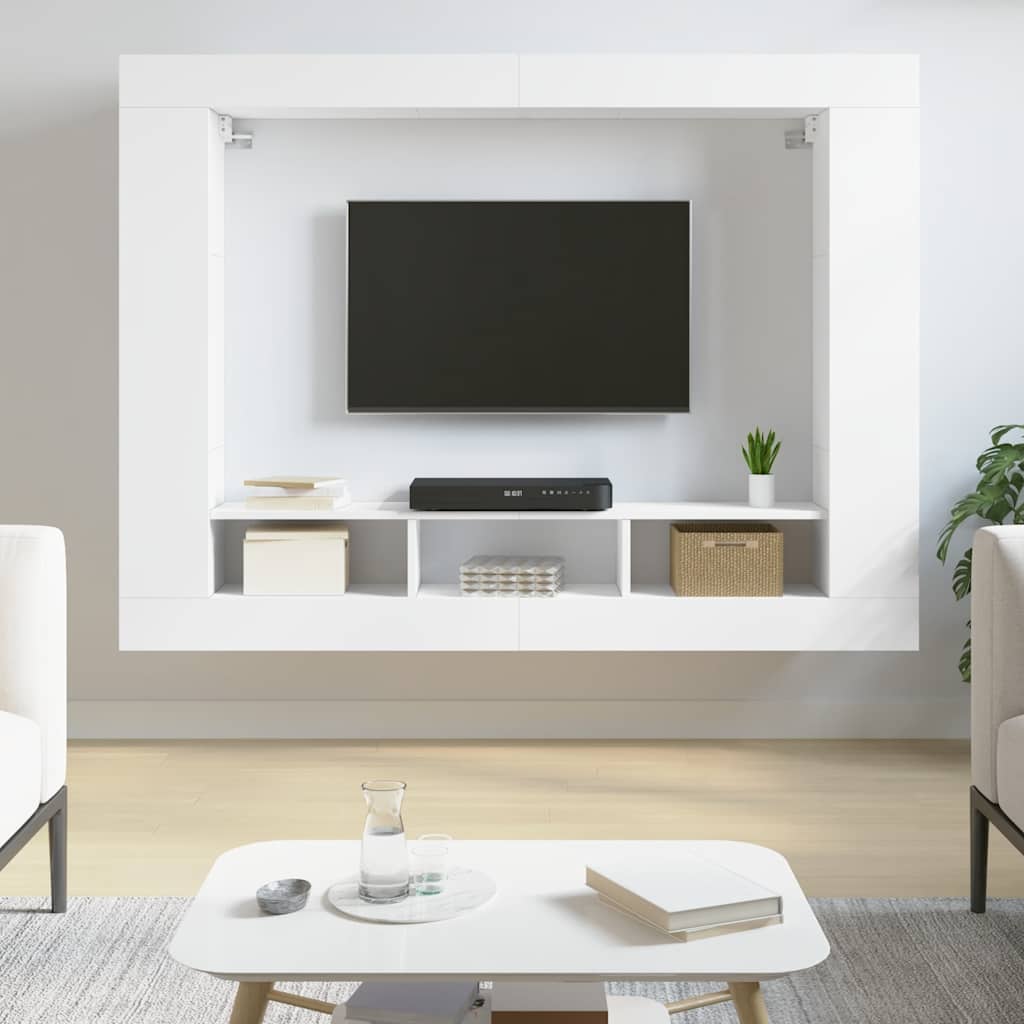 Móvel de TV 152x22x113 cm derivados de madeira branco